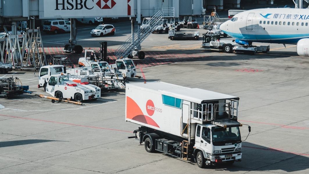 Hans Air Express air cargo logistics vehicle at Mumbai airport for international courier dispatch